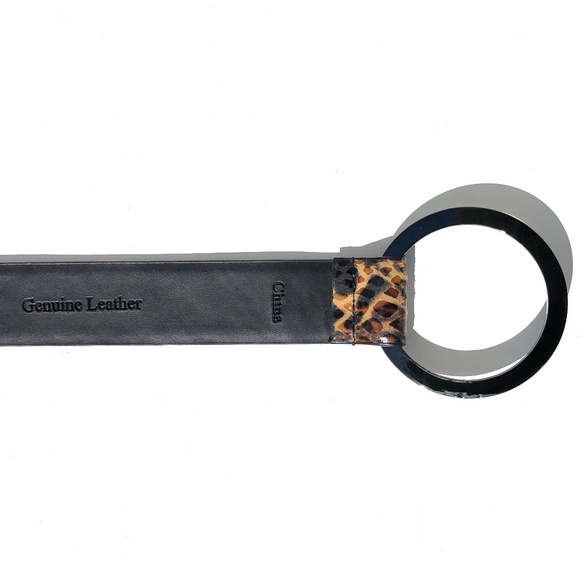 WCM New York leather belt women O/S adjust animal print leopard snake gunmetal - Picture 12 of 16